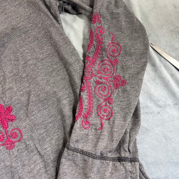 Johnny Was Charcoal Top with darker red Embroidery - Picture 6 of 7